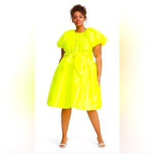 NWT Christopher John Rogers for Target yellow puff sleeve dress,